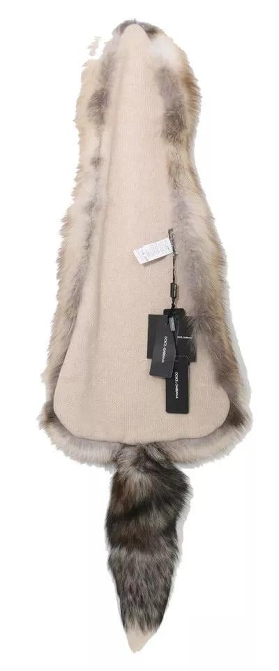 Dolce & Gabbana Brown Fox Tail Fur Shawl Neck Wrap Cover Collar Scarf by Dolce & Gabbana