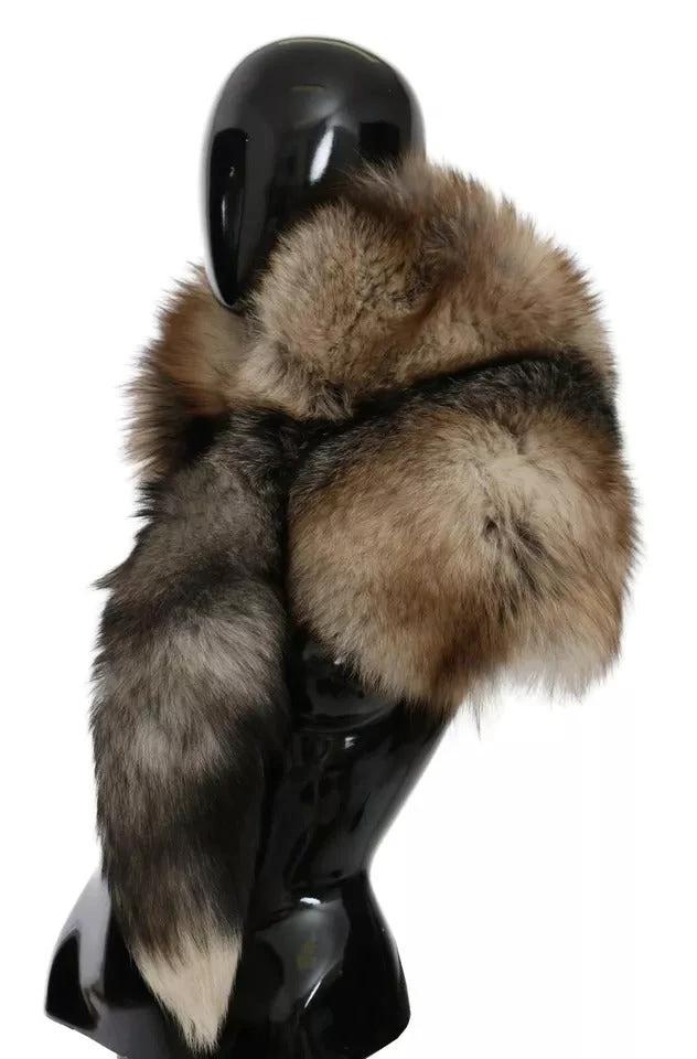 Dolce & Gabbana Brown Fox Tail Fur Shawl Neck Wrap Cover Collar Scarf by Dolce & Gabbana