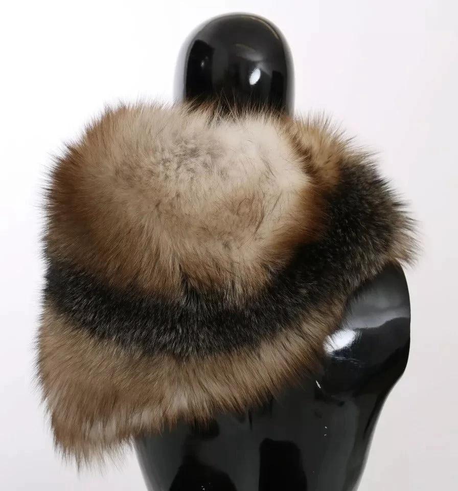 Dolce & Gabbana Brown Fox Tail Fur Shawl Neck Wrap Cover Collar Scarf by Dolce & Gabbana