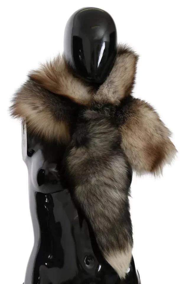 Dolce & Gabbana Brown Fox Tail Fur Shawl Neck Wrap Cover Collar Scarf by Dolce & Gabbana