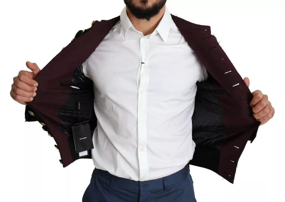 Dolce & Gabbana Black Button Embellished Military Jacket by Dolce & Gabbana