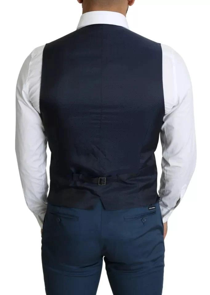 Dolce & Gabbana Navy Blue Men Formal Dress Waistcoat Vest by Dolce & Gabbana