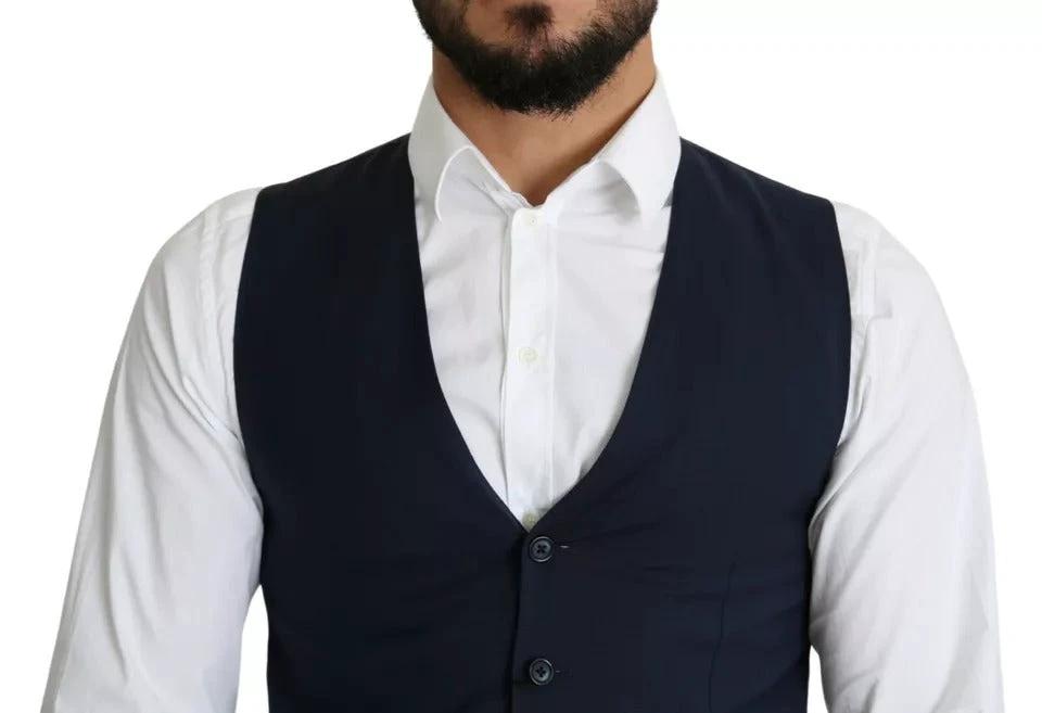 Dolce & Gabbana Navy Blue Men Formal Dress Waistcoat Vest by Dolce & Gabbana