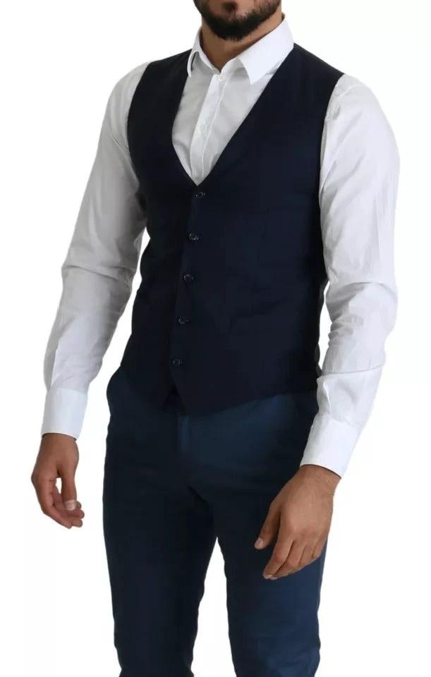 Dolce & Gabbana Navy Blue Men Formal Dress Waistcoat Vest by Dolce & Gabbana