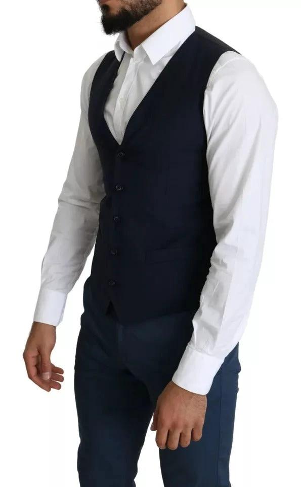Dolce & Gabbana Navy Blue Men Formal Dress Waistcoat Vest by Dolce & Gabbana
