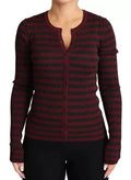 Dolce & Gabbana Black Red Striped Womens Cardigan Sweater by Dolce & Gabbana