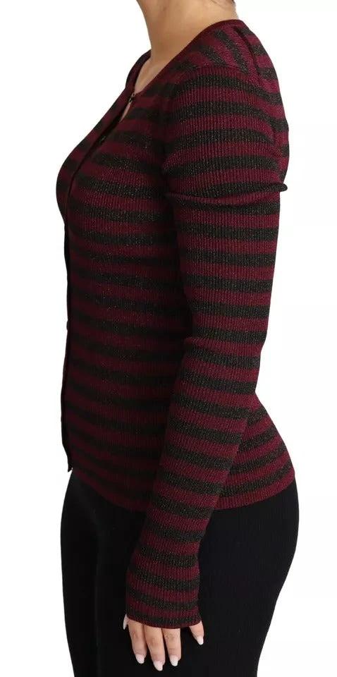 Dolce & Gabbana Black Red Striped Womens Cardigan Sweater by Dolce & Gabbana