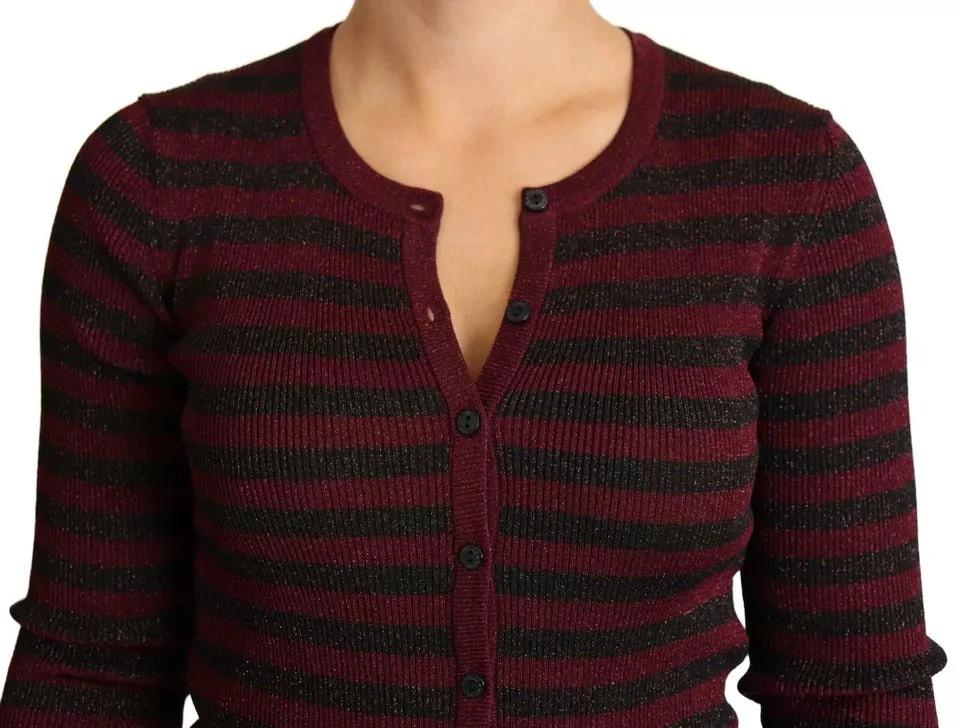 Dolce & Gabbana Black Red Striped Womens Cardigan Sweater by Dolce & Gabbana