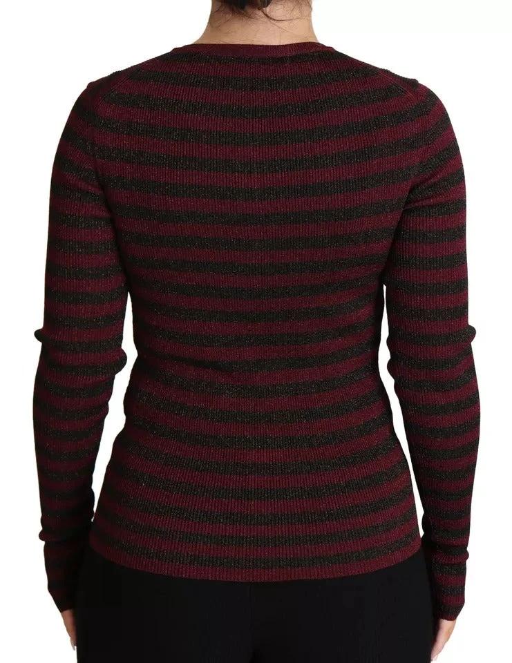 Dolce & Gabbana Black Red Striped Womens Cardigan Sweater by Dolce & Gabbana