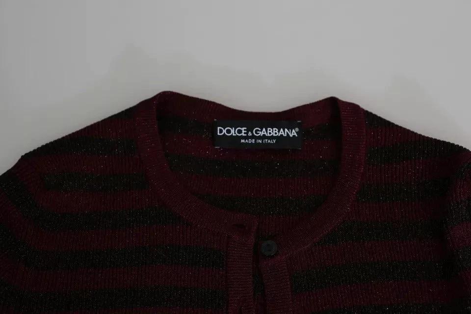 Dolce & Gabbana Black Red Striped Womens Cardigan Sweater by Dolce & Gabbana