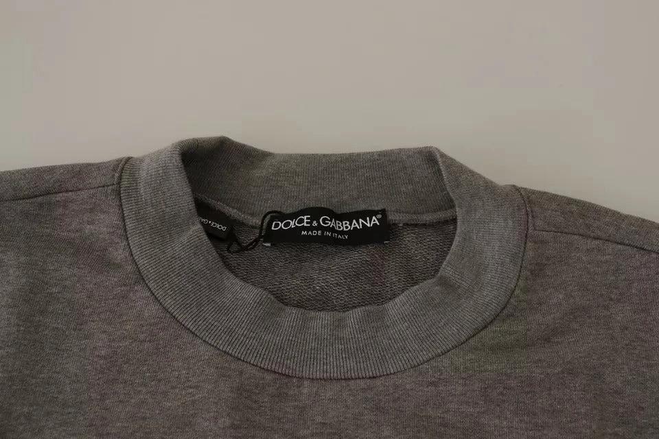 Dolce & Gabbana Gray Crown King Cotton Pullover Sweater by Dolce & Gabbana