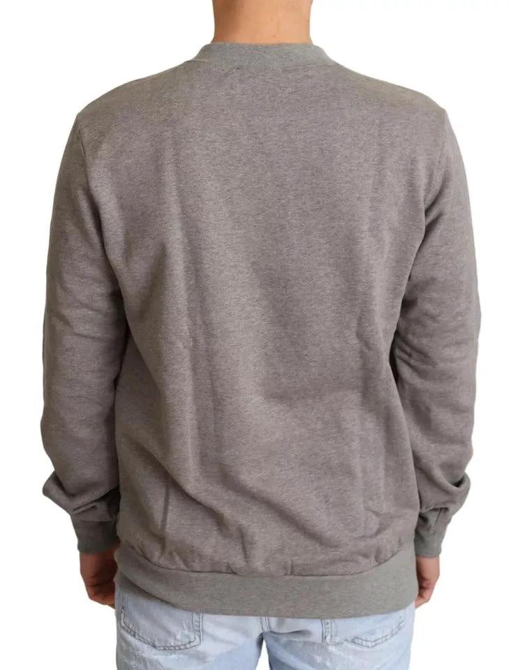 Dolce & Gabbana Gray Crown King Cotton Pullover Sweater by Dolce & Gabbana