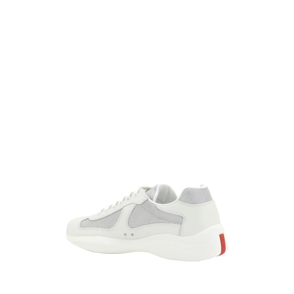 Prada White Calf Leather Bos Taurus Low Top Sneakers