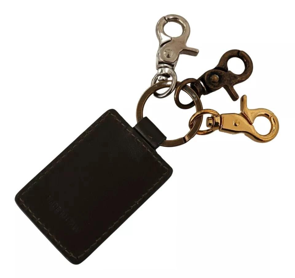 Dolce & Gabbana Green Leather D&G Logo Metal Ring Hook Keyring Keychain by Dolce & Gabbana