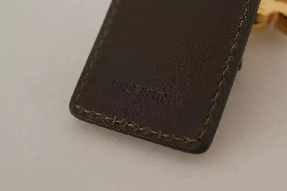 Dolce & Gabbana Green Leather D&G Logo Metal Ring Hook Keyring Keychain by Dolce & Gabbana