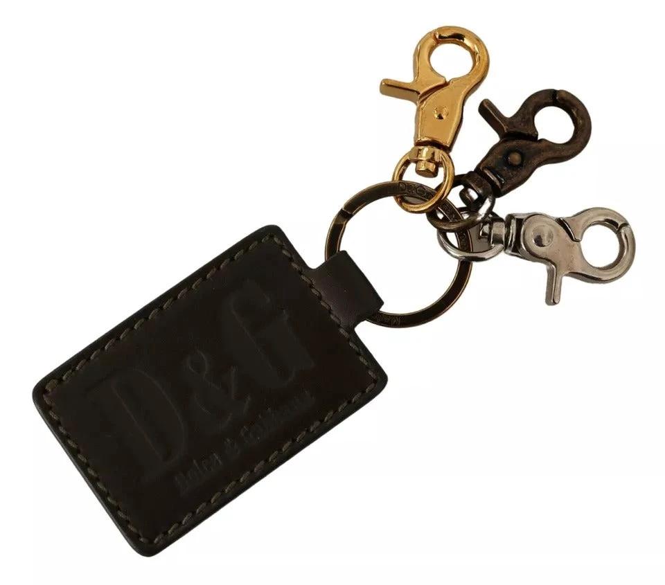 Dolce & Gabbana Green Leather D&G Logo Metal Ring Hook Keyring Keychain by Dolce & Gabbana