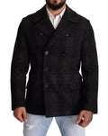 Dolce & Gabbana Black Trench Coat Check Wool Jacket by Dolce & Gabbana