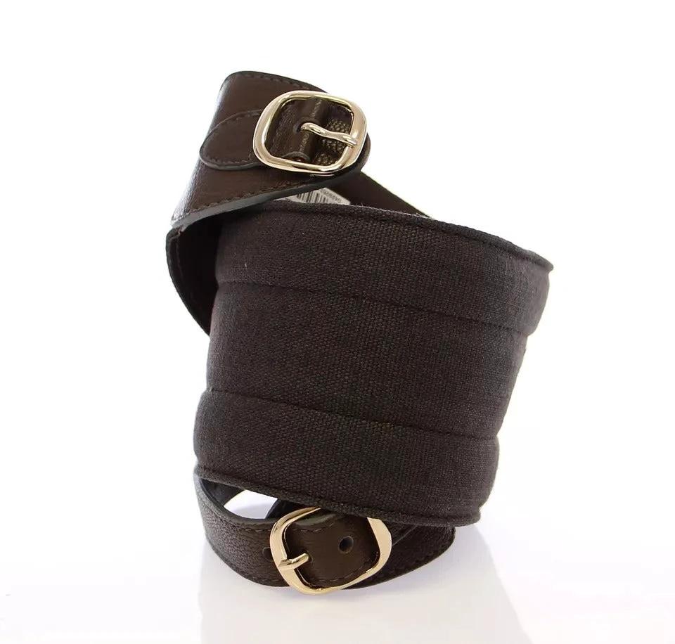 Dolce & Gabbana Brown D&G Leather Linnen Logo Belt by Dolce & Gabbana