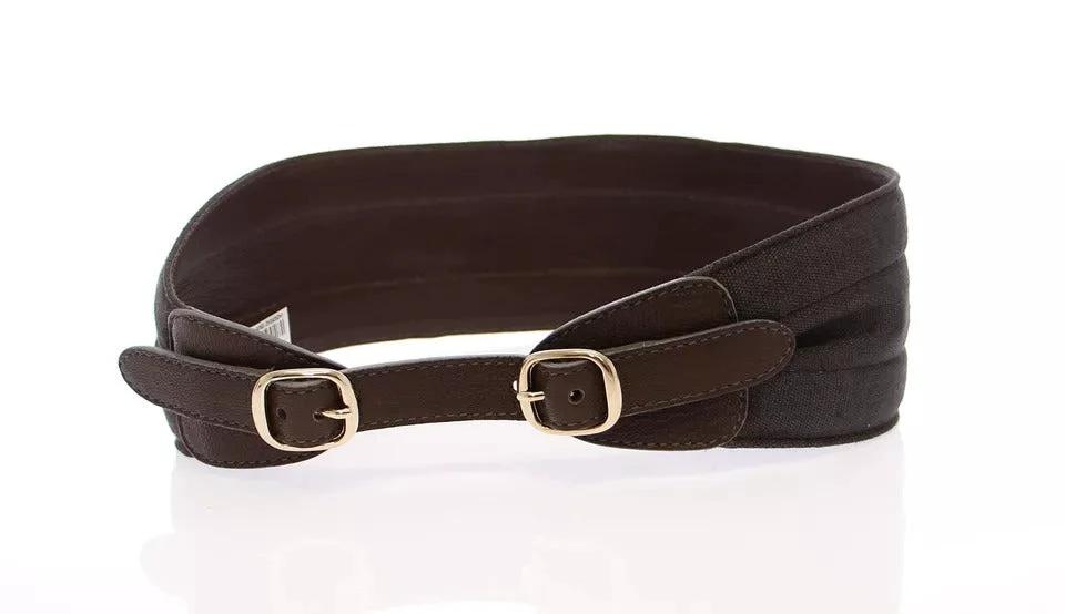 Dolce & Gabbana Brown D&G Leather Linnen Logo Belt by Dolce & Gabbana