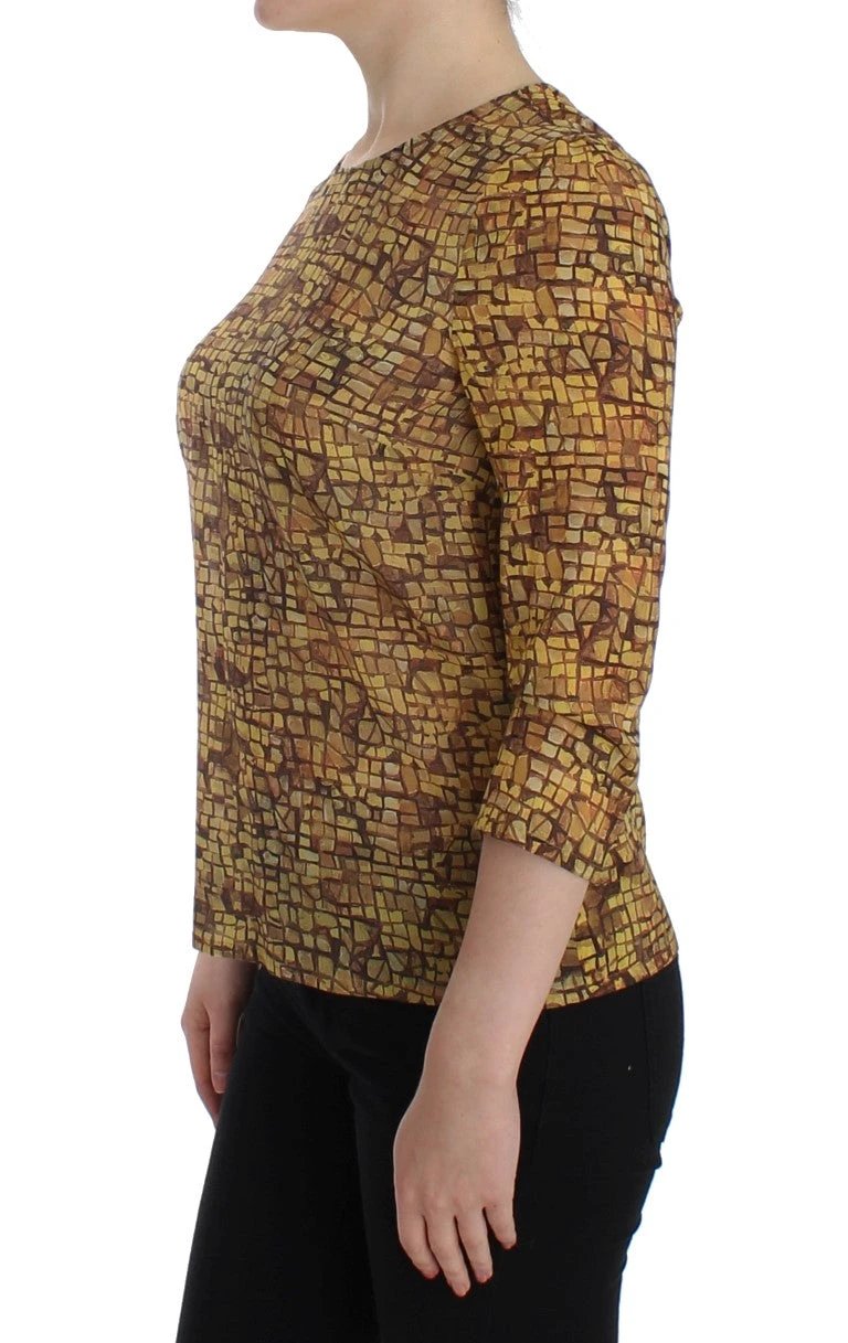 Dolce & Gabbana Multicolor Mosaic Print Silk Blouse T-shirt by Dolce & Gabbana