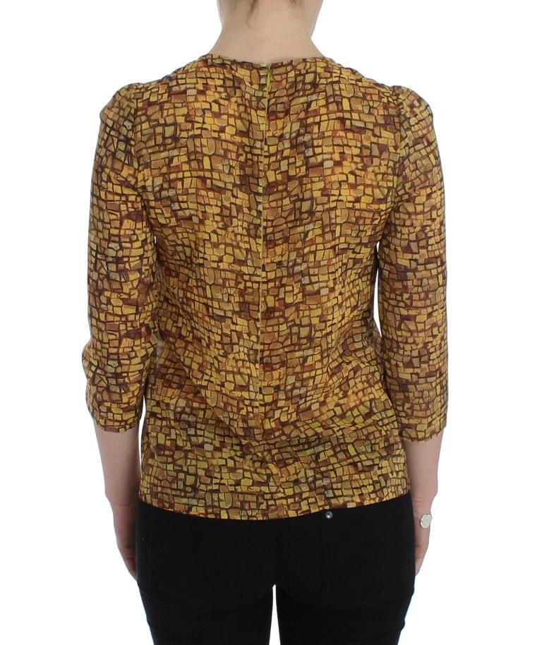 Dolce & Gabbana Multicolor Mosaic Print Silk Blouse T-shirt by Dolce & Gabbana