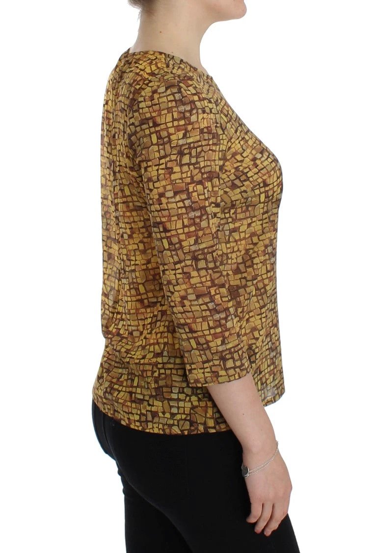 Dolce & Gabbana Multicolor Mosaic Print Silk Blouse T-shirt by Dolce & Gabbana
