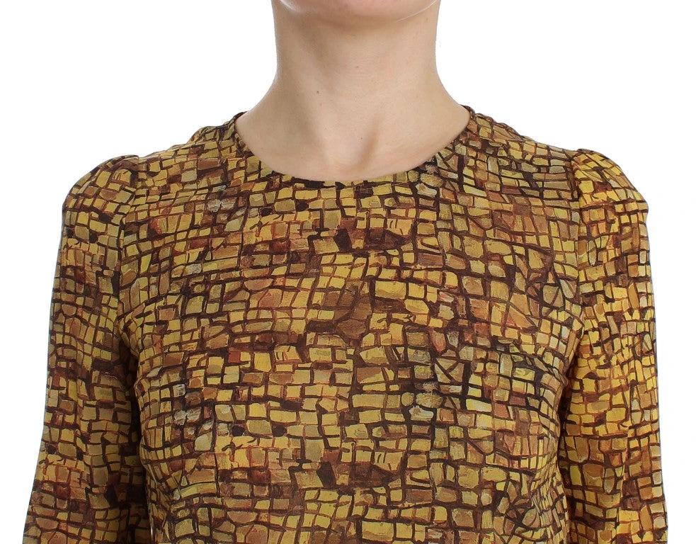 Dolce & Gabbana Multicolor Mosaic Print Silk Blouse T-shirt by Dolce & Gabbana