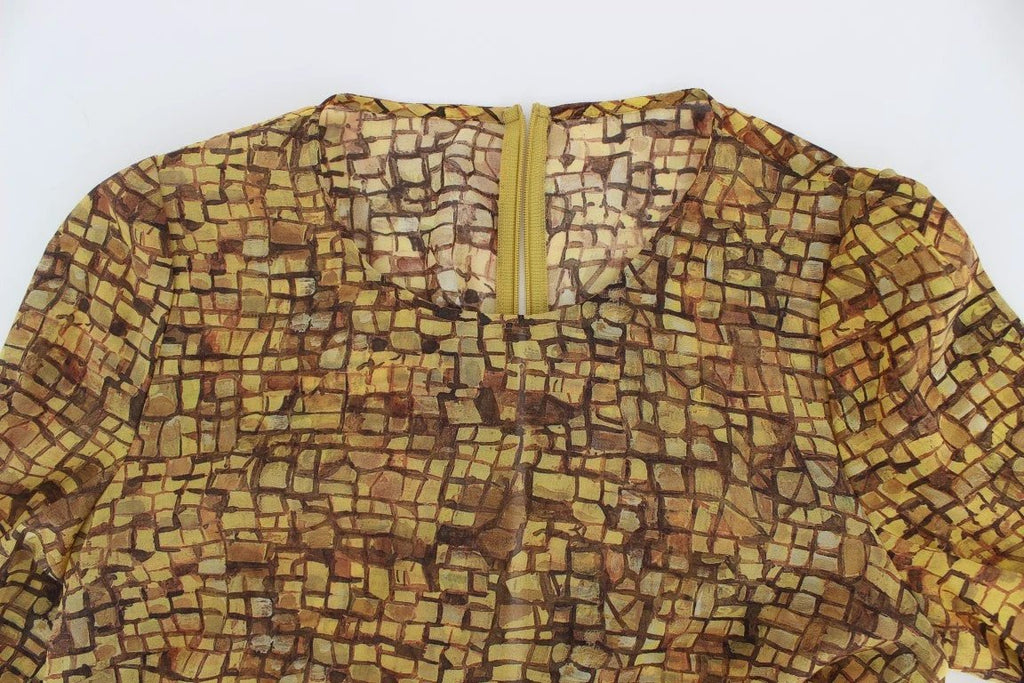 Dolce & Gabbana Multicolor Mosaic Print Silk Blouse T-shirt by Dolce & Gabbana