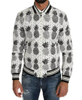 Dolce & Gabbana White Black Pineapple Bomber Coat Jacket by Dolce & Gabbana