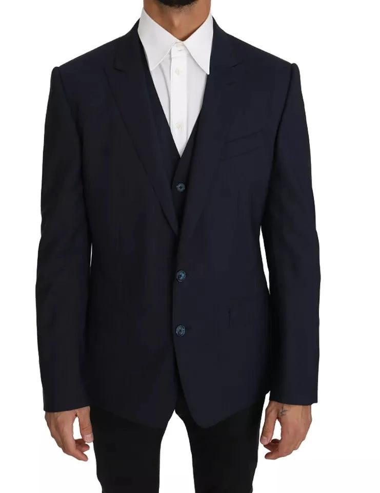 Dolce & Gabbana Blue Wool MARTINI Blazer Vest 2 Piece by Dolce & Gabbana