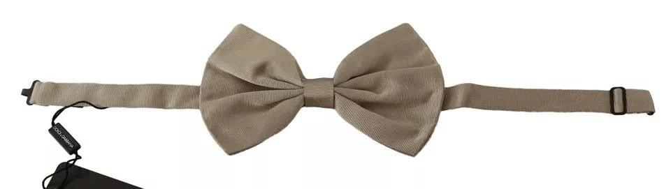 Dolce & Gabbana Silver Gray 100% Silk Adjustable Neck Bow Tie by Dolce & Gabbana