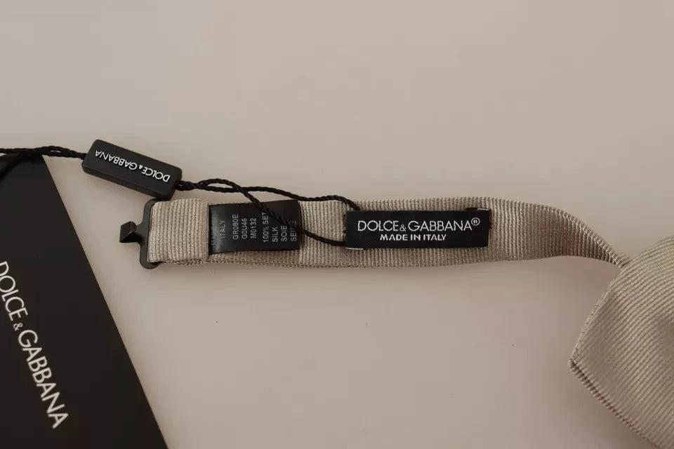Dolce & Gabbana Silver Gray 100% Silk Adjustable Neck Bow Tie by Dolce & Gabbana