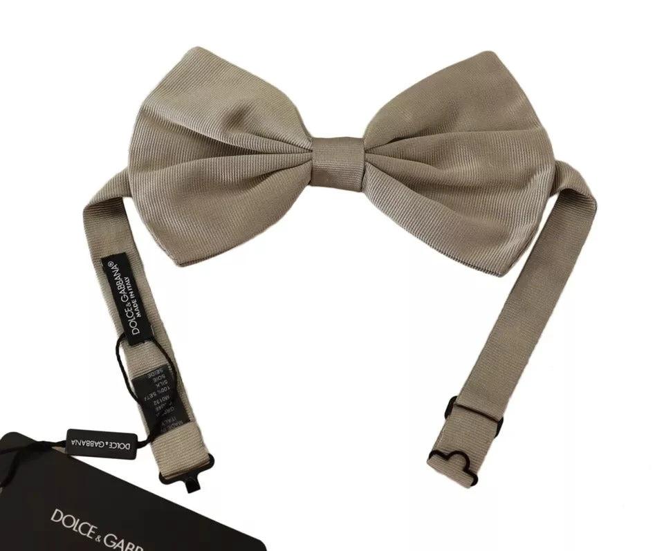 Dolce & Gabbana Silver Gray 100% Silk Adjustable Neck Bow Tie by Dolce & Gabbana