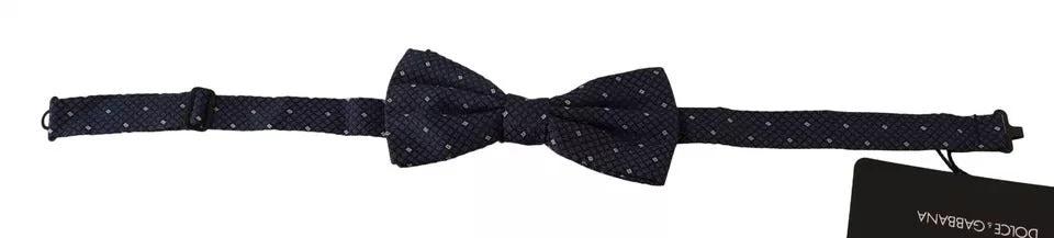 Dolce & Gabbana Blue Patterned Silk Adjustable Neck Bow Tie Men by Dolce & Gabbana