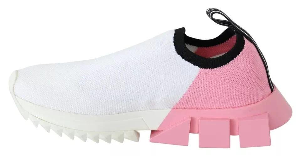 Dolce & Gabbana Pink White Logo Sorrento Sneakers Shoes by Dolce & Gabbana
