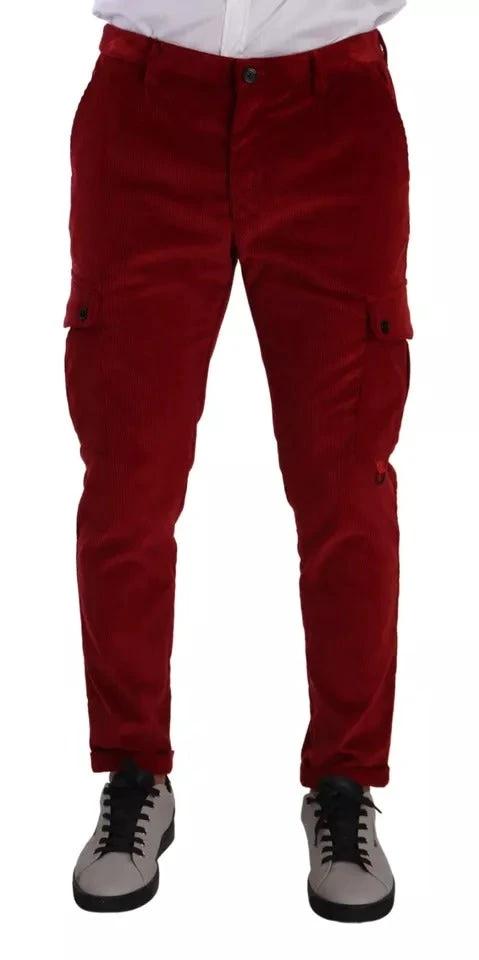 Dolce & Gabbana Red Corduroy Cotton Cargo Skinny Pants by Dolce & Gabbana