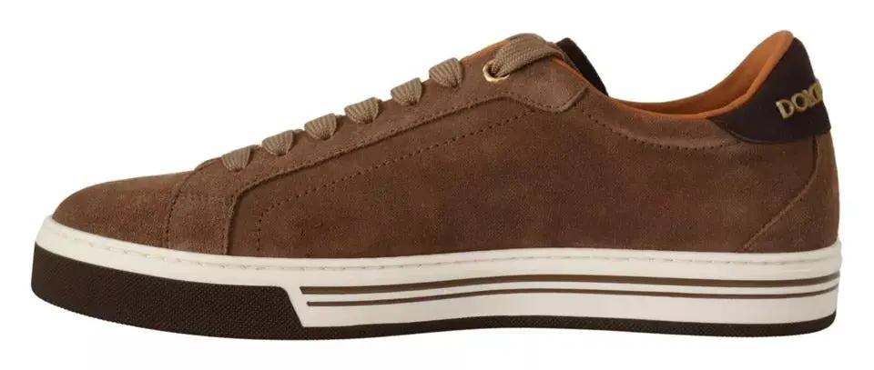 Baskets basses en daim marron Dolce &amp; Gabbana avec logo pour homme