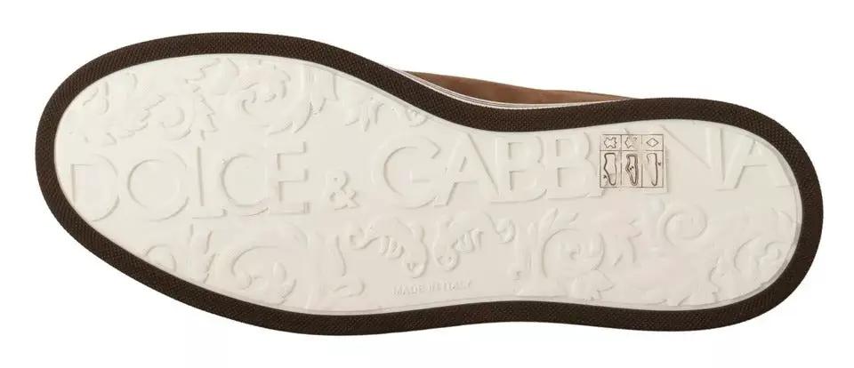 Baskets basses en daim marron Dolce &amp; Gabbana avec logo pour homme