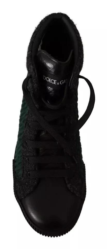 Dolce & Gabbana Green Corduroy High Tops Sneakers Mens Casual Shoes by Dolce & Gabbana