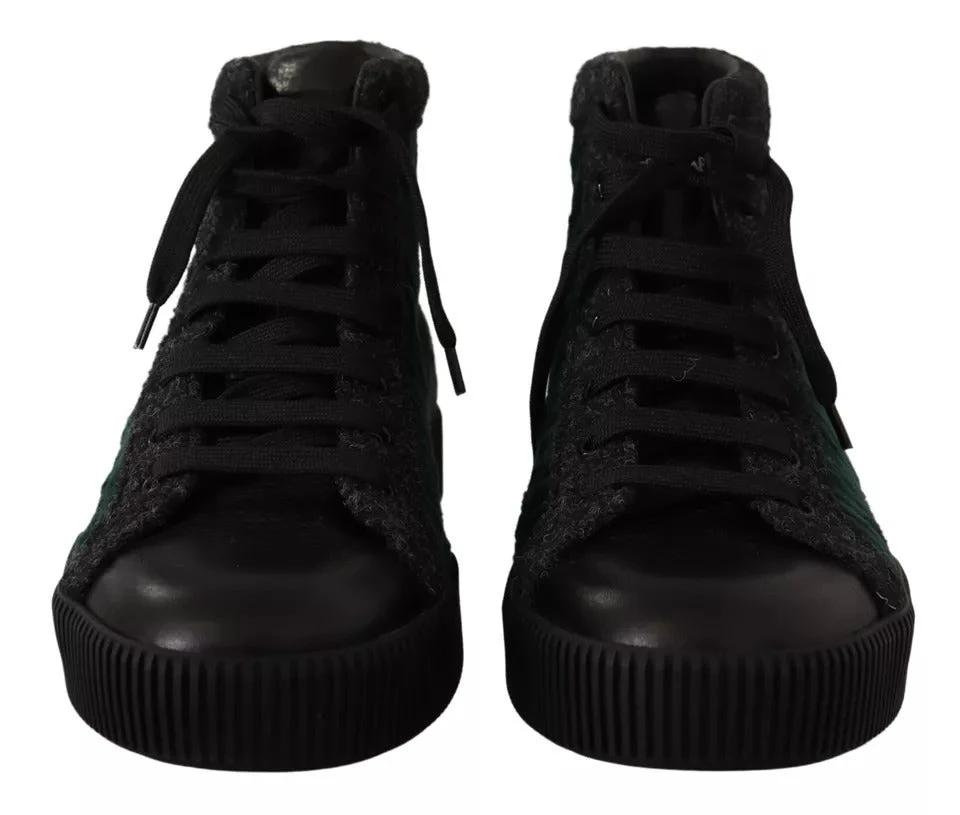 Dolce & Gabbana Green Corduroy High Tops Sneakers Mens Casual Shoes by Dolce & Gabbana