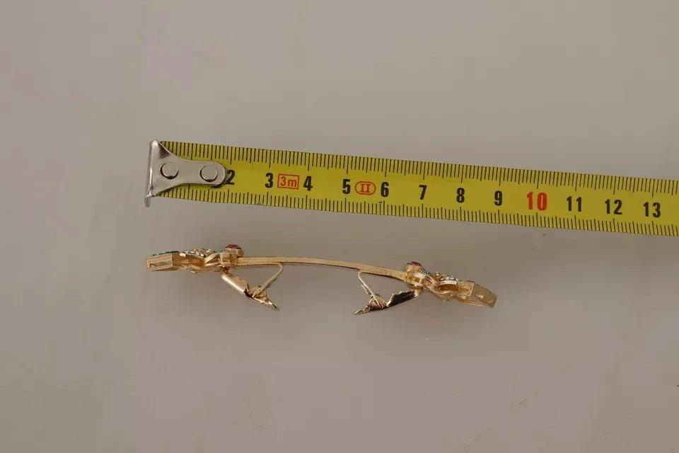 Dolce & Gabbana Gold Plated 925 Sterling Silver Crystal Collar Stop Brooch by Dolce & Gabbana