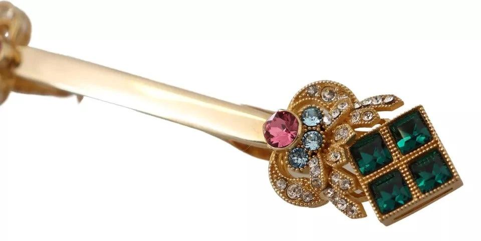 Dolce & Gabbana Gold Plated 925 Sterling Silver Crystal Collar Stop Brooch by Dolce & Gabbana