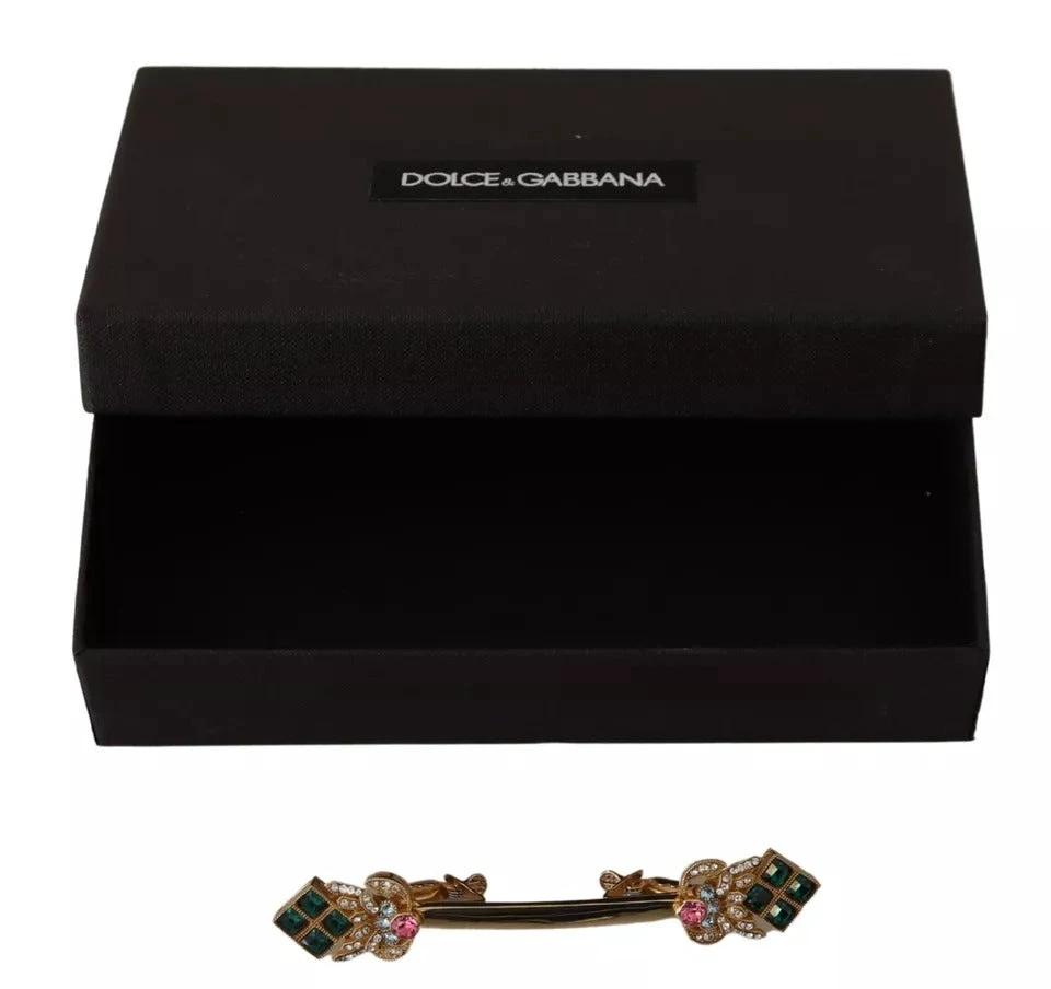Dolce & Gabbana Gold Plated 925 Sterling Silver Crystal Collar Stop Brooch by Dolce & Gabbana