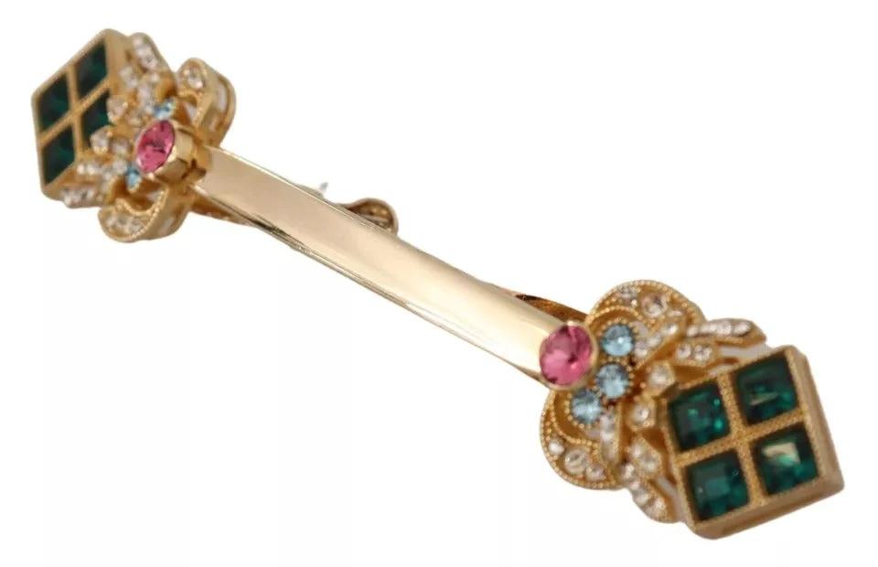 Dolce & Gabbana Gold Plated 925 Sterling Silver Crystal Collar Stop Brooch by Dolce & Gabbana