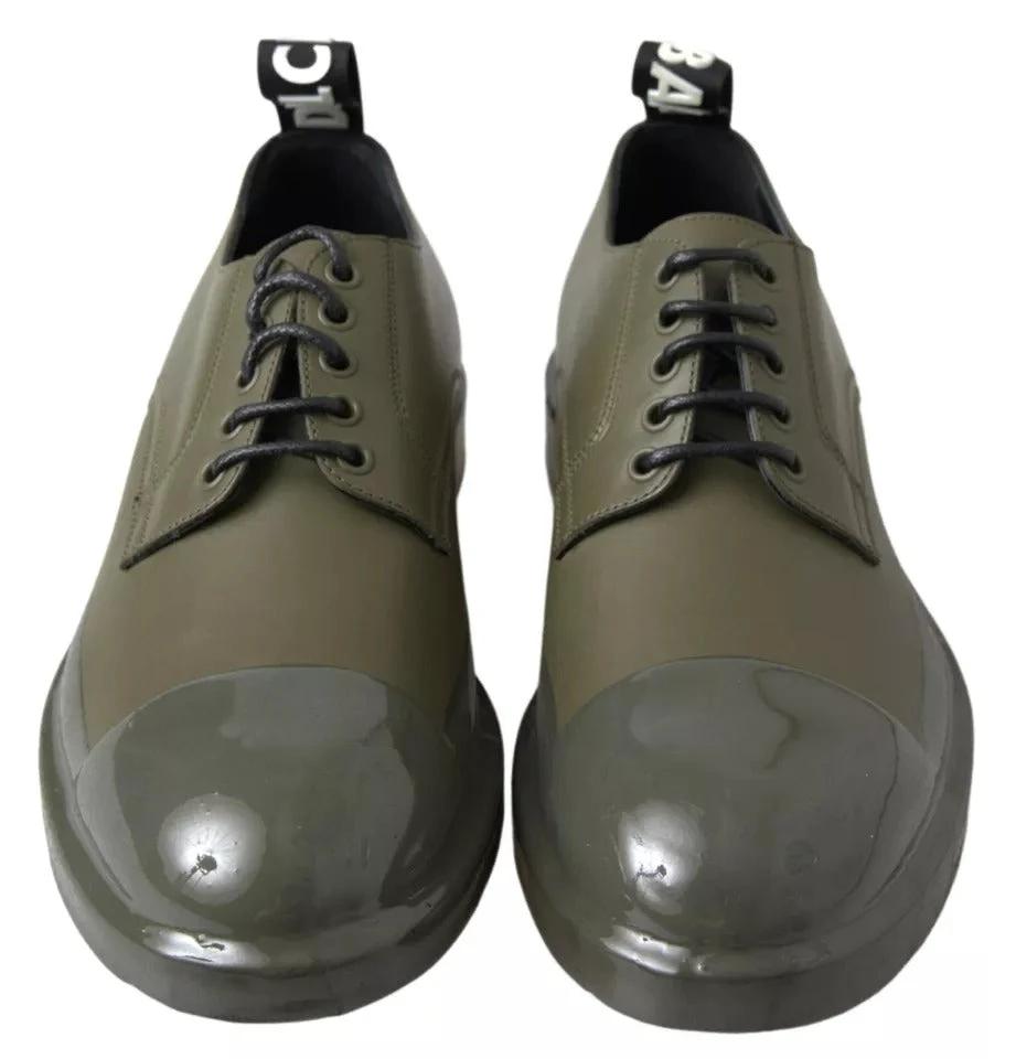 Dolce & Gabbana Green Leather Rubber Sole Dress Shoes by Dolce & Gabbana
