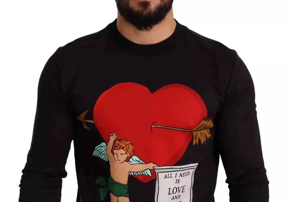 Dolce & Gabbana Black Cupid Print Hoodie Sweatshirt Sweater by Dolce & Gabbana