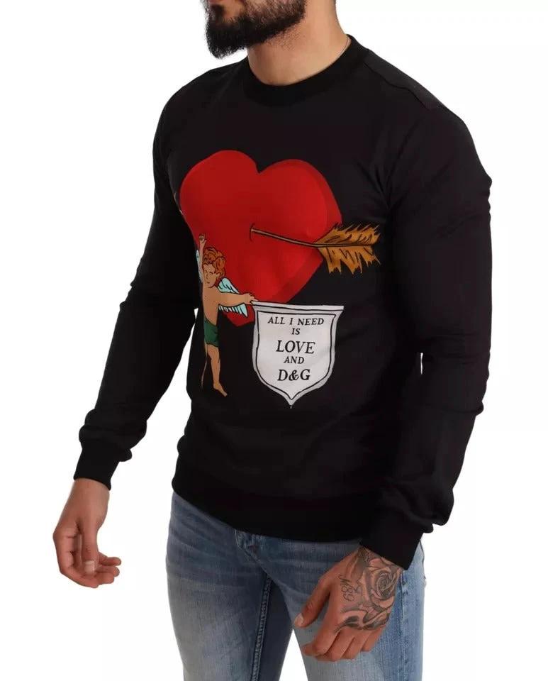 Dolce & Gabbana Black Cupid Print Hoodie Sweatshirt Sweater by Dolce & Gabbana