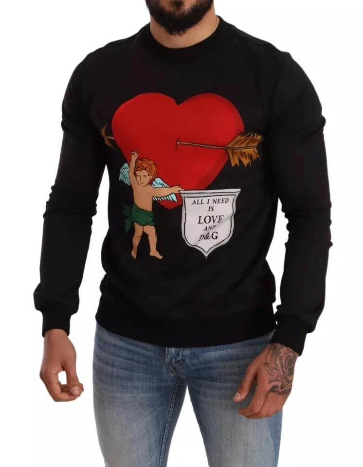 Dolce & Gabbana Black Cupid Print Hoodie Sweatshirt Sweater by Dolce & Gabbana