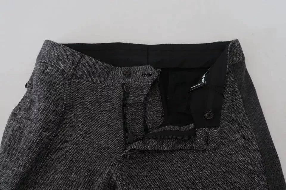 Dolce & Gabbana Gray Chevron Viscose Skinny Pants by Dolce & Gabbana