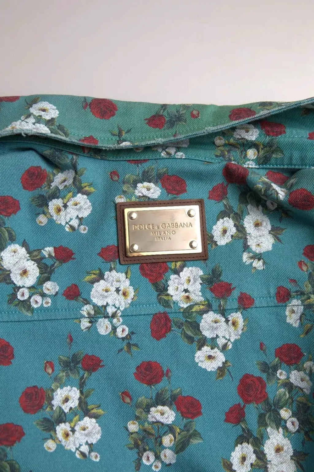 Chemise en jean Dolce &amp; Gabbana bleue à fleurs en coton boutonné